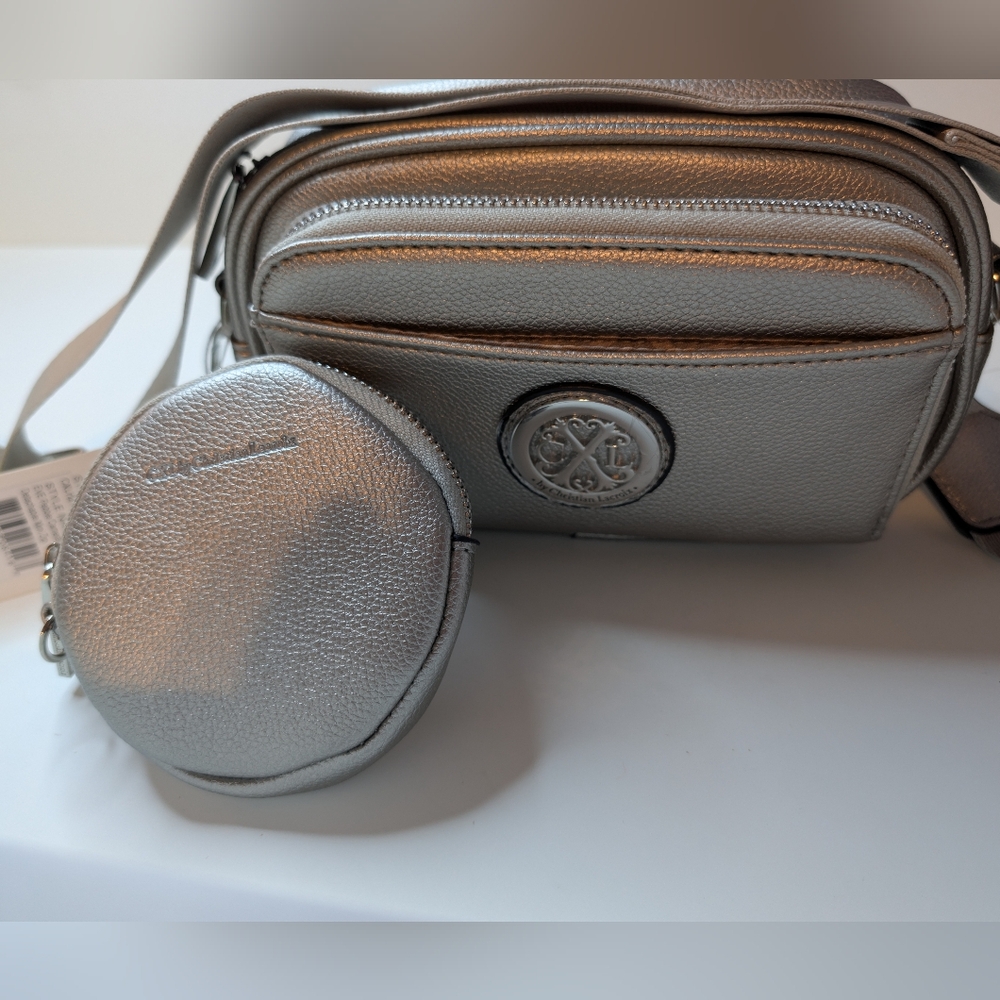 โจ CXL by Christian Lacroix EVE Pebble Camera Bag w/ Detachable Mini Zip โ Pewter - Picture 2 of 11